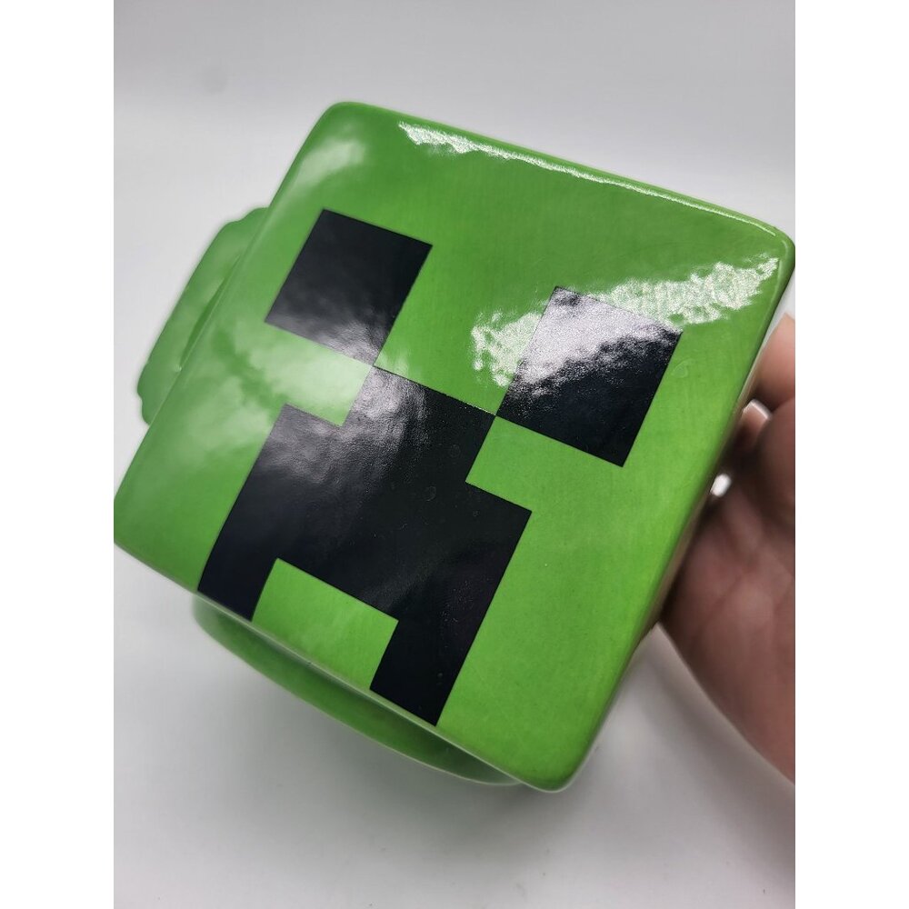zak! Minecraft Mojang Green Creeper Ceramic Coffee Mug pixelated pencil holder - Picture 2 of 7